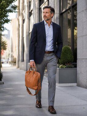 Mark & Graham Leather Briefcase Laptop Bag Brown Classic Satchel